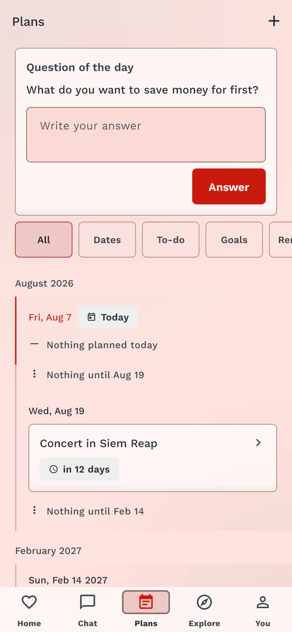 Together Plus plans and question of the day